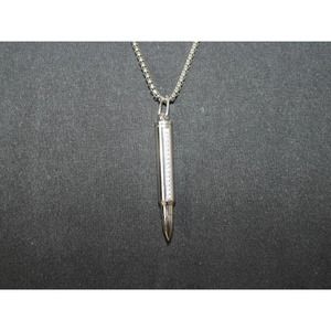 Stainless Steel AK Bullet Diamond Pendant 24" Rope Chain Hip Hop Rap Fashion